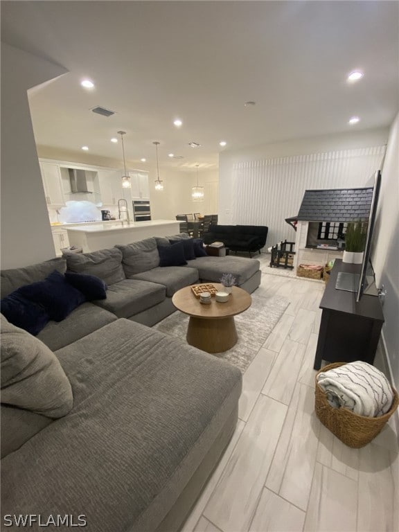 living room featuring light hardwood / wood-style floors