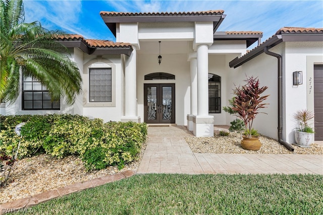 property entrance with french doors