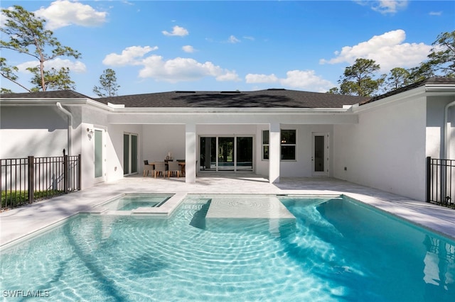 back of property featuring a patio area, fence, and stucco siding