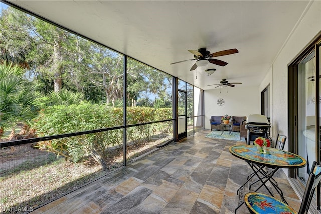 view of unfurnished sunroom