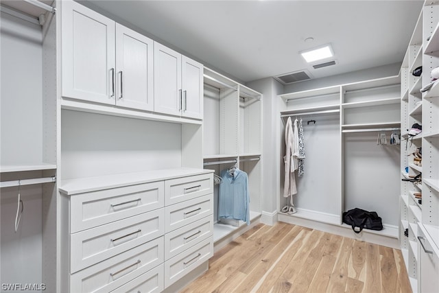 spacious closet with light wood-type flooring