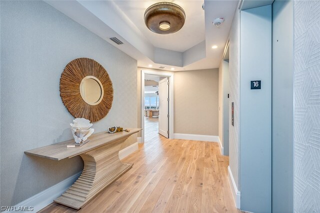 hall featuring light hardwood / wood-style floors