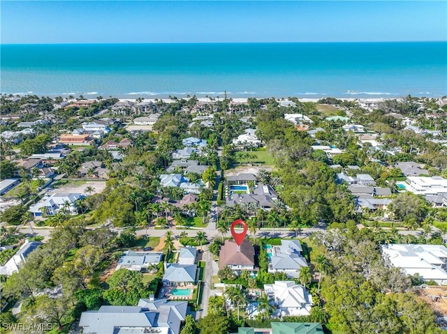 bird's eye view featuring a water view