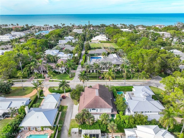 bird's eye view featuring a water view