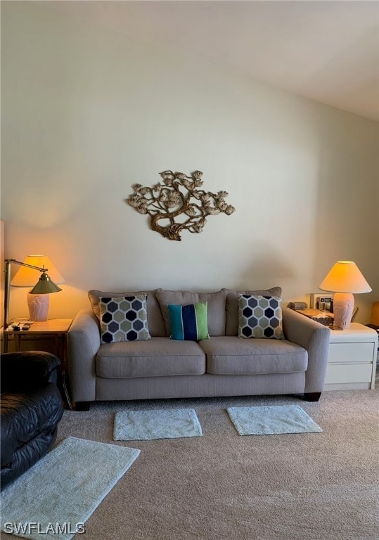 living room with light colored carpet