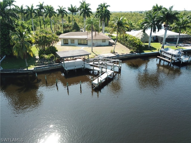 view of dock featuring a water view