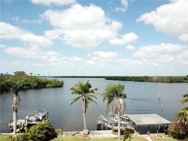 water view featuring a boat dock