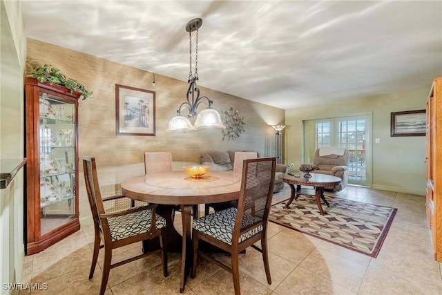 view of tiled dining room