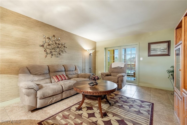 view of tiled living room