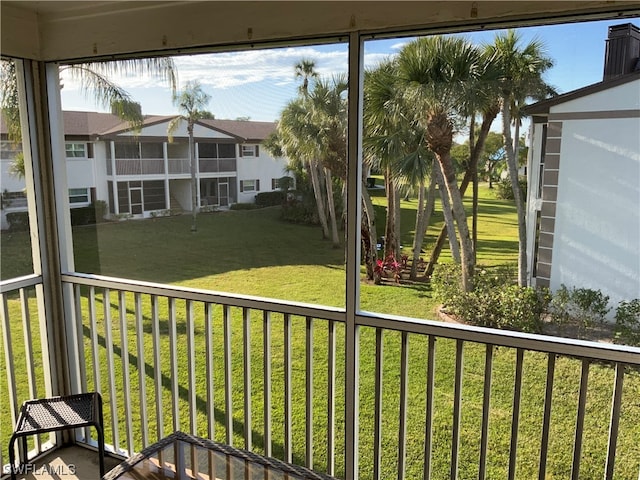 view of unfurnished sunroom