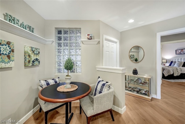 living area featuring light hardwood / wood-style flooring