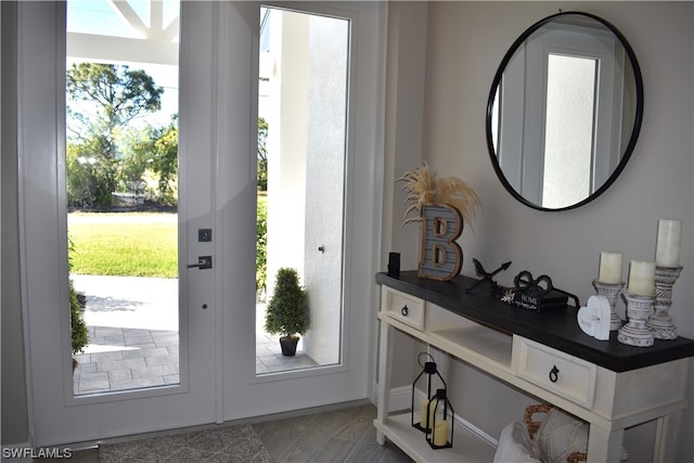 entryway featuring hardwood / wood-style flooring