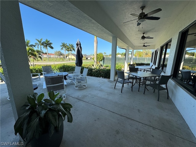 view of patio with ceiling fan