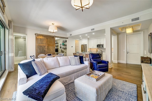 living room featuring wood-type flooring