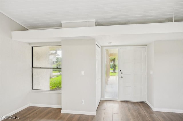 entryway with hardwood / wood-style floors