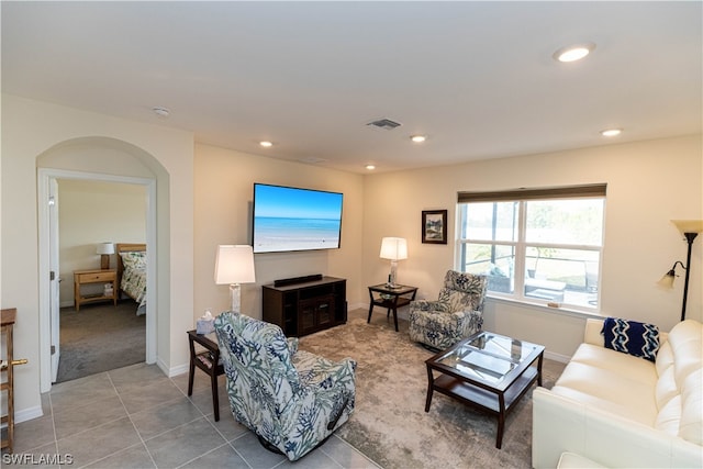 view of tiled living room