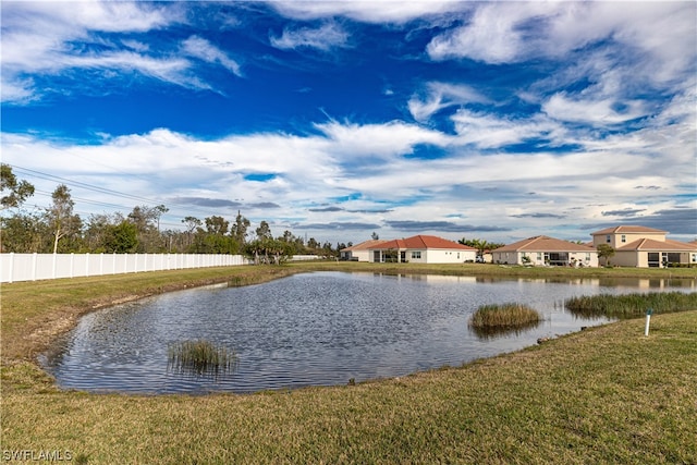 property view of water with fence