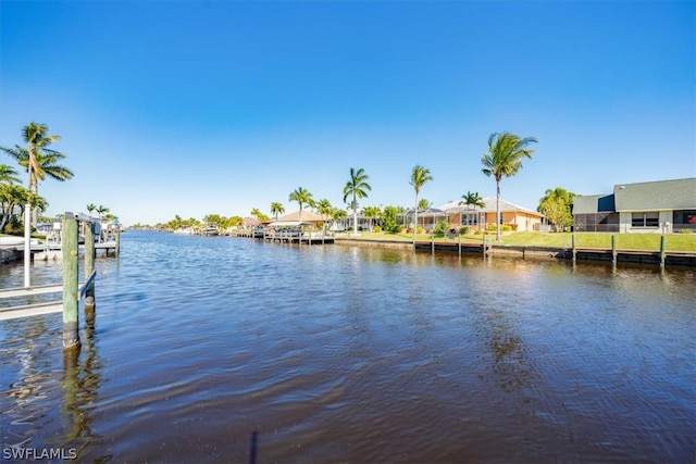 view of dock featuring a water view