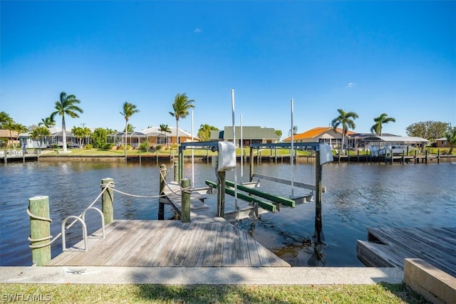 view of dock featuring a water view