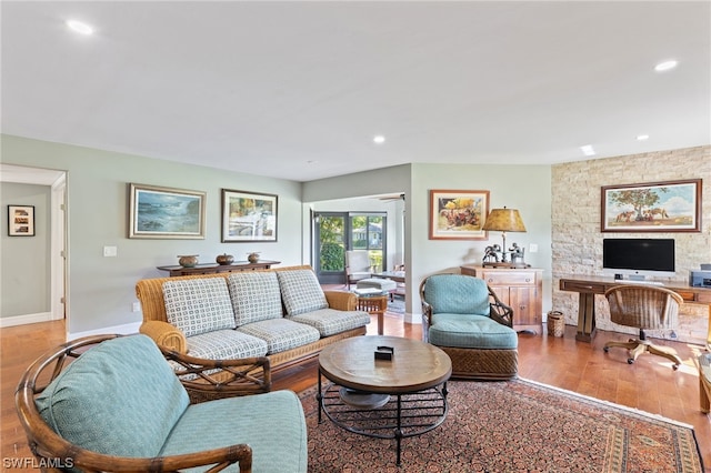 living room with wood-type flooring