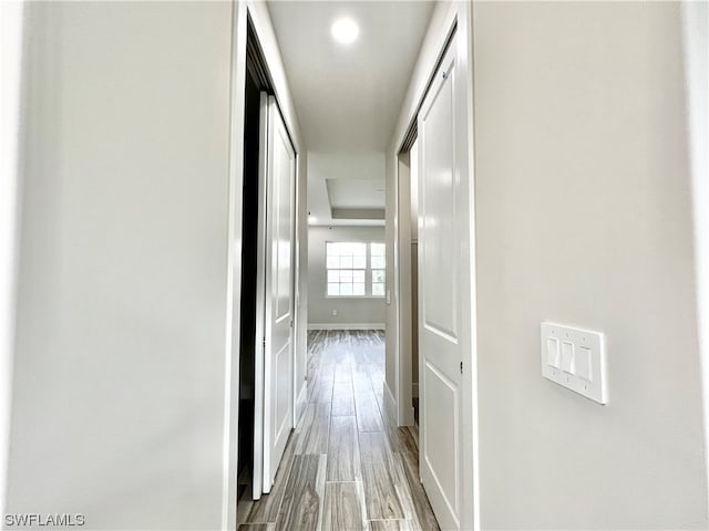 hallway featuring wood-type flooring