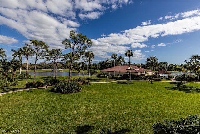 view of yard featuring a water view