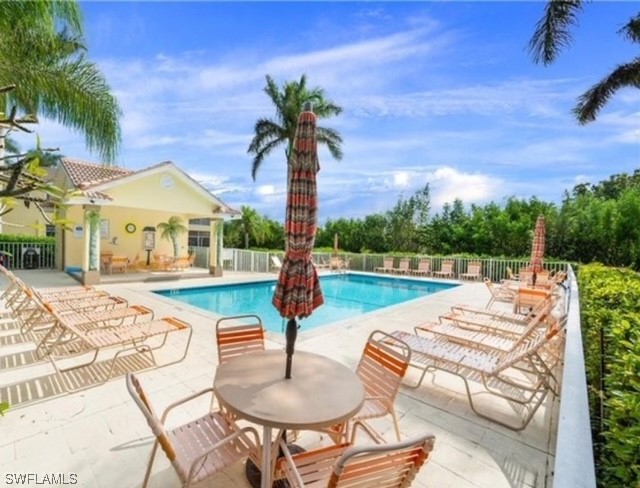 view of swimming pool featuring a patio