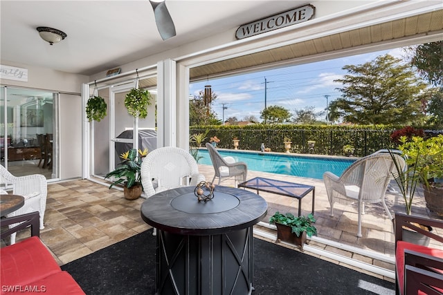 view of pool featuring a grill