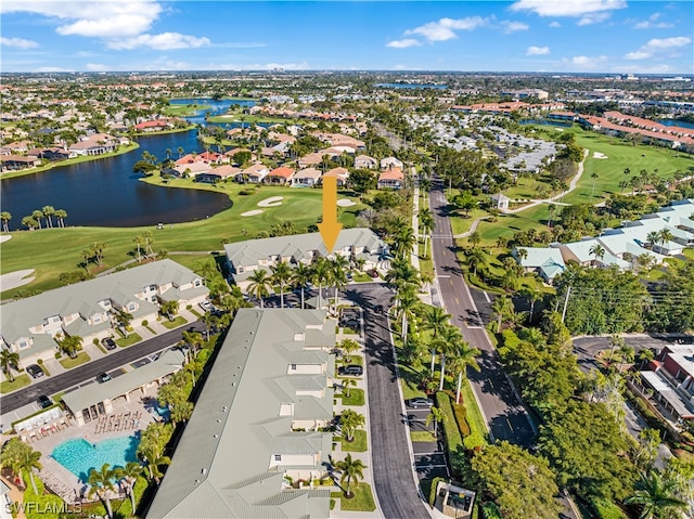 bird's eye view featuring a water view