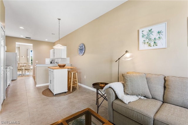 view of tiled living room