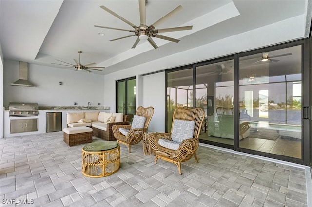 view of patio / terrace featuring sink and a grill