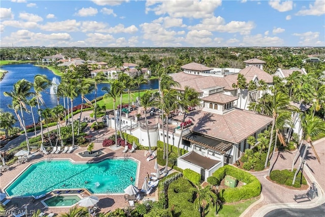 bird's eye view featuring a water view