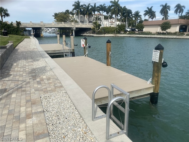 dock area featuring a water view