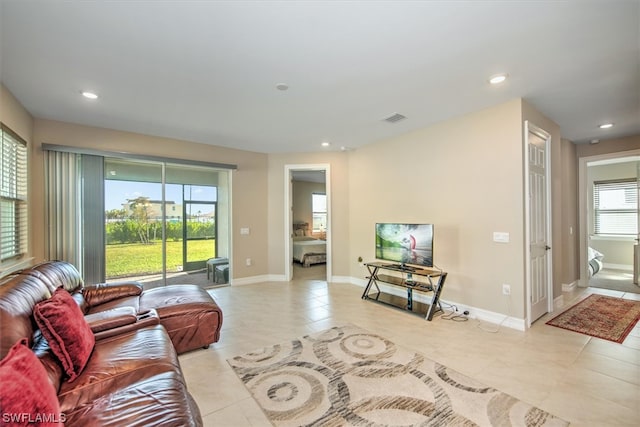 view of tiled living room