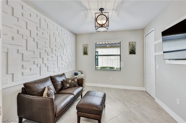 sitting room with light tile patterned floors