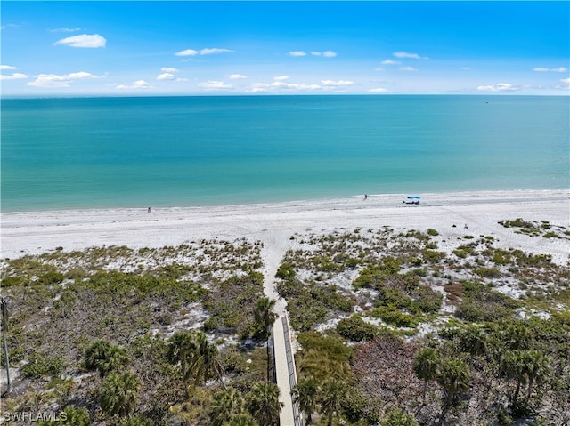 view of water feature featuring a beach view