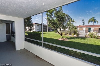 view of unfurnished sunroom