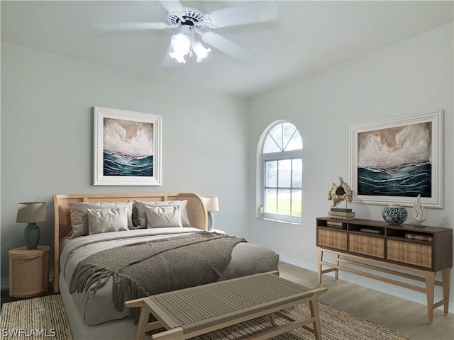 bedroom featuring ceiling fan