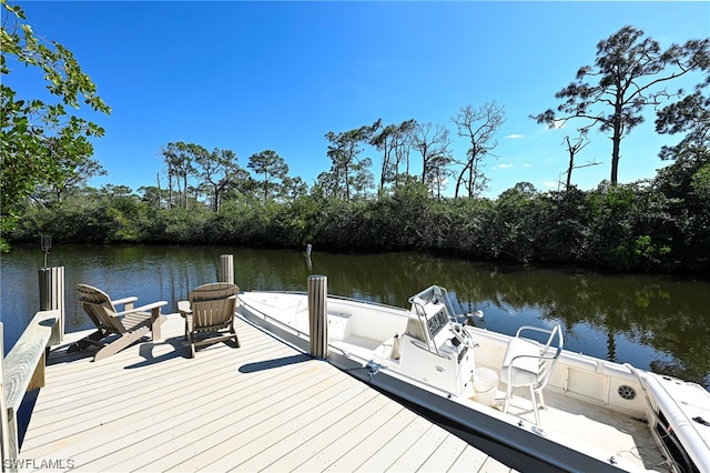 view of dock featuring a water view