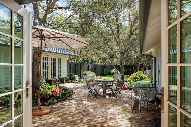 view of terrace with french doors