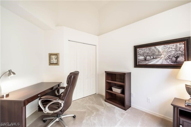 office area with light colored carpet