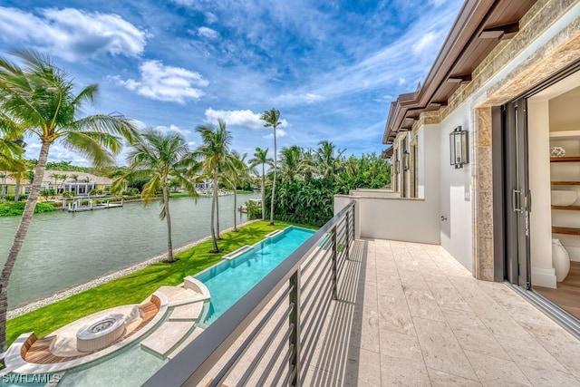 balcony with a water view