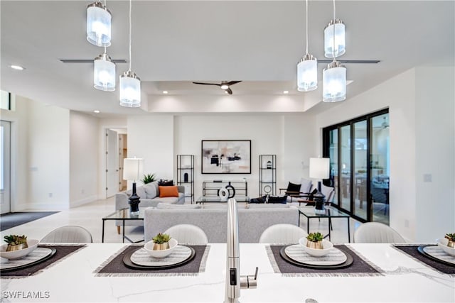 dining area with recessed lighting