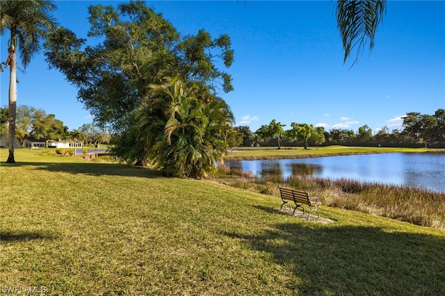 exterior space with a water view