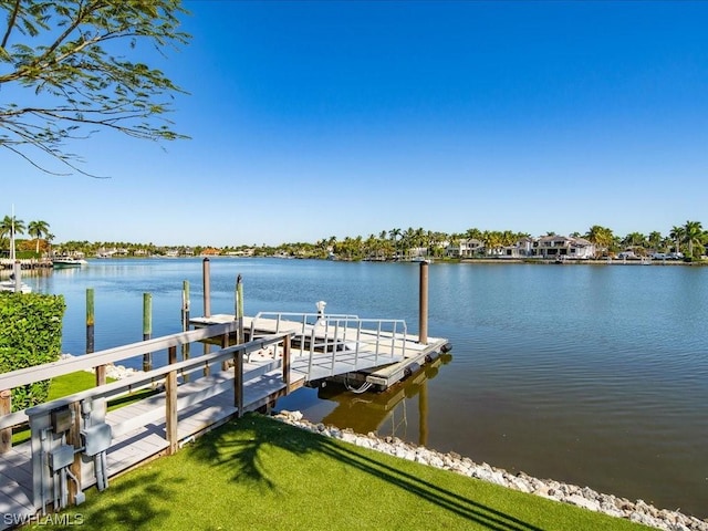 dock area featuring a water view