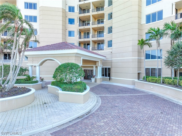 view of building exterior with a garage