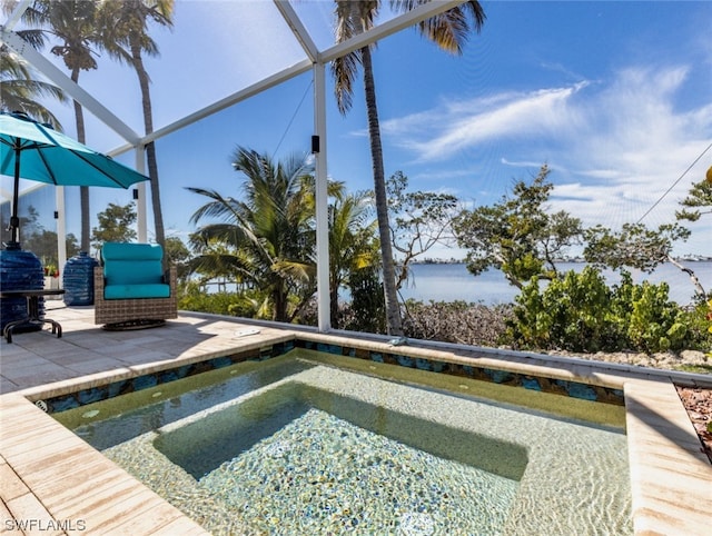 view of pool featuring a patio