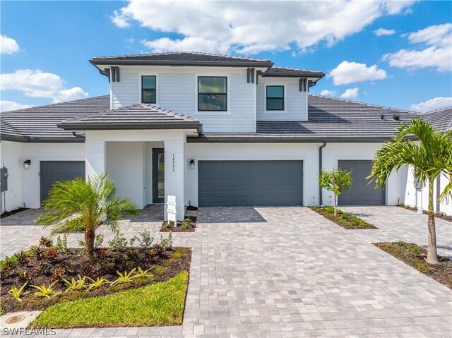 view of front of home with a garage