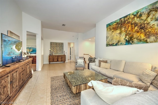 view of tiled living room