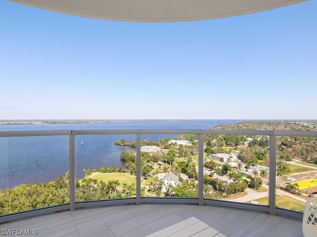 balcony with a water view